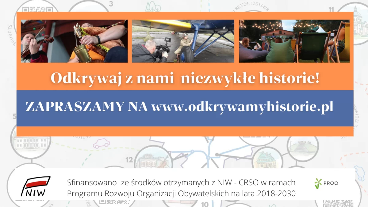 Grafika przedstawia baner strony internetowej odkrywamyhistorie.pl